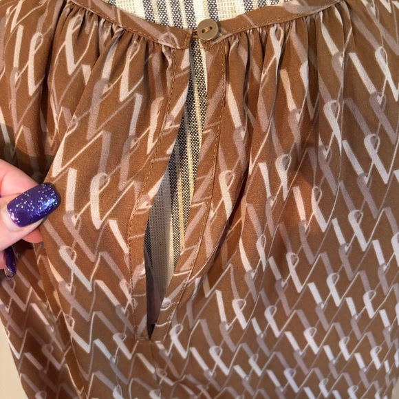 NWT Worthington Top Brown Tan W Patterned Sleeveless Blouse Flowy Oversized New - Picture 7 of 15